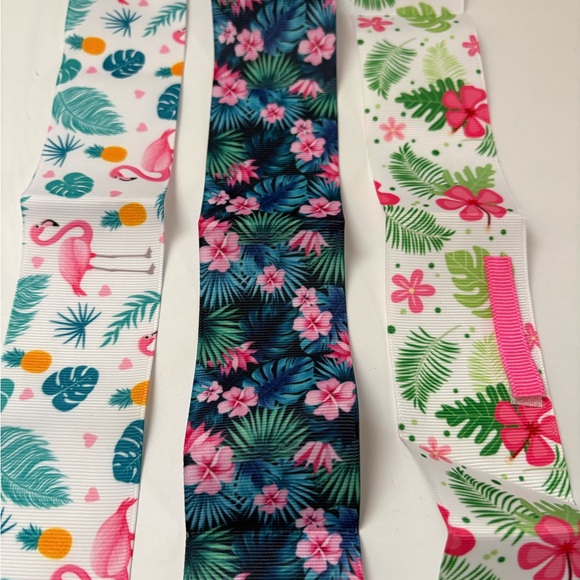 Tropical Print Fold Over Ribbons - Picture 2 of 3